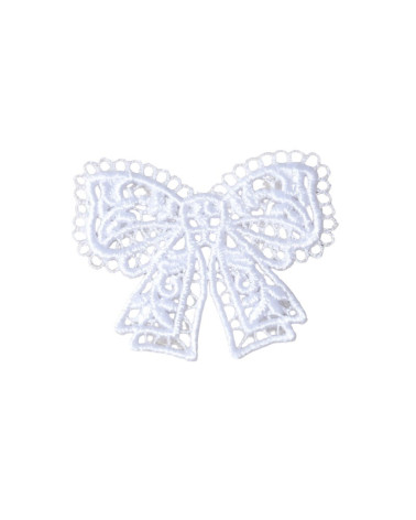 Set di 3 toppe termoadesive con fiocco in pizzo 3,6 x 3,4 cm