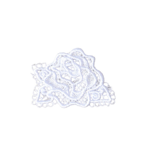 Set of 3 iron-on patches in pink lace 3.6cm x 3.4cm