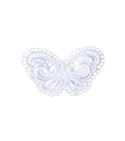 Lot de 3 écussons thermocollants en dentelle papillon 3,6cm x 3,4cm
