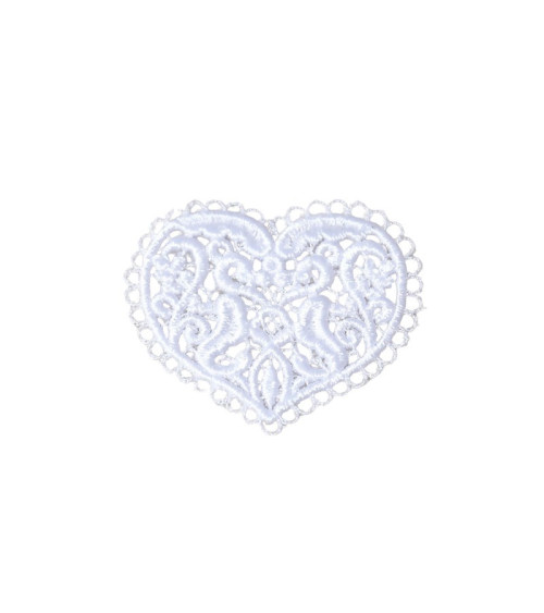 Set of 3 heart lace iron-on patches 3.6cm x 3.4cm