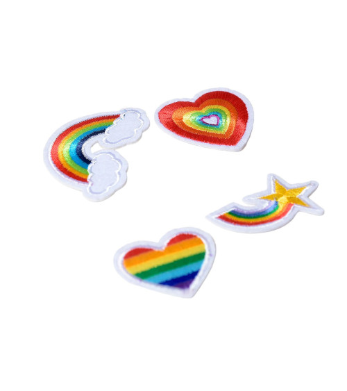 Set of 4 rainbow theme iron-on patches