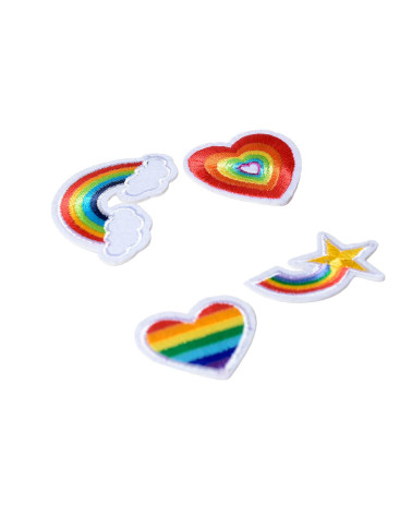 Set of 4 rainbow-themed iron-on patches