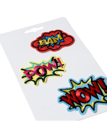 Set of 3 pop art theme iron-on patches