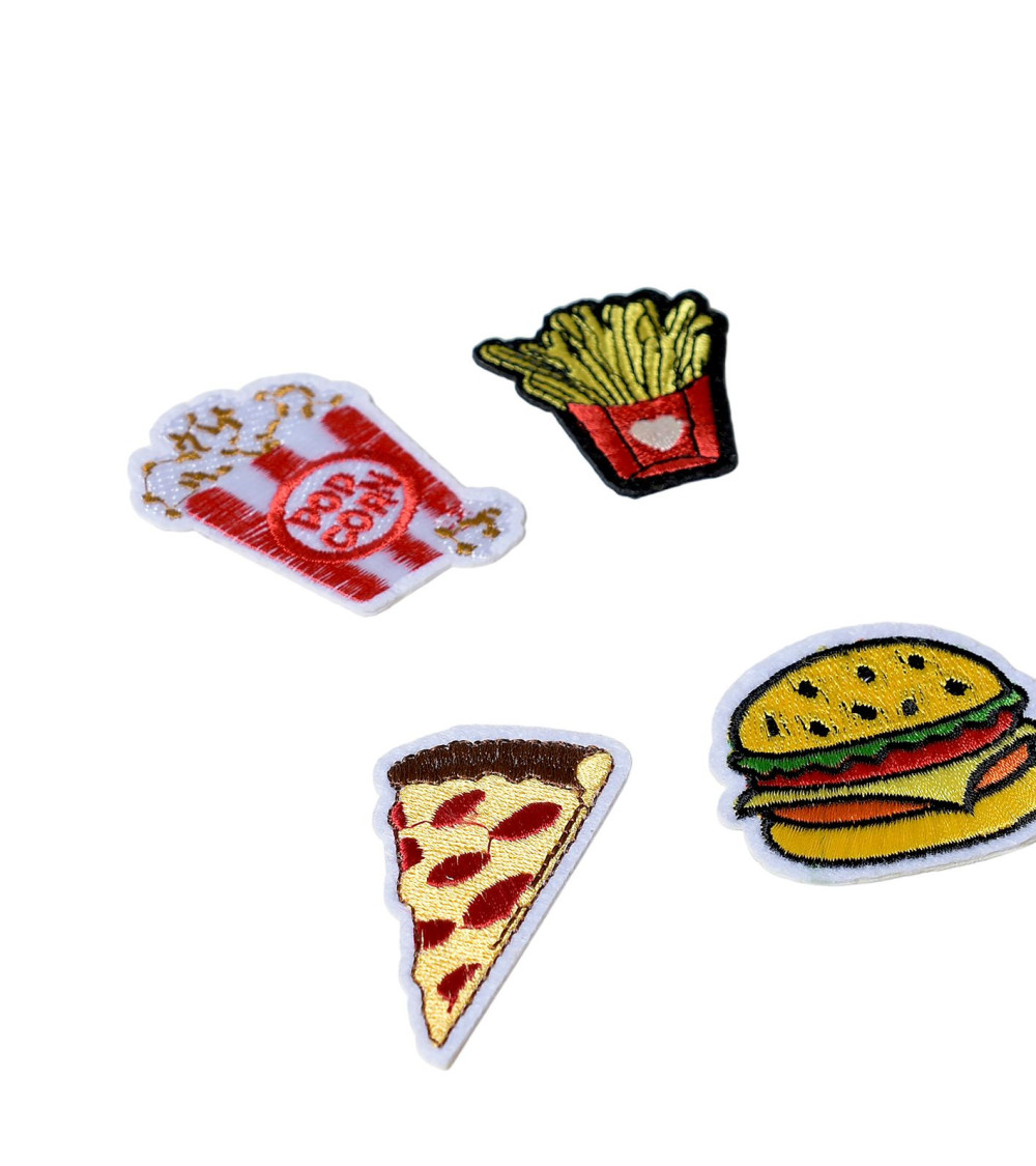 Set of 4 fast food theme iron-on patches