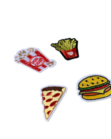 Set of 4 fast food theme iron-on patches