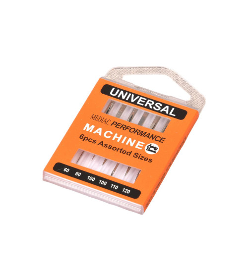 Assortment of 6 universal sewing machine needles size 60-120