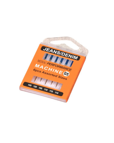 Assortment of 6 universal jeans sewing machine needles size 100-110