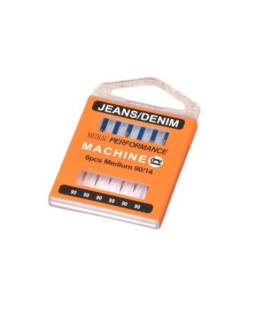 Assortment of 6 universal jeans sewing machine needles size 90