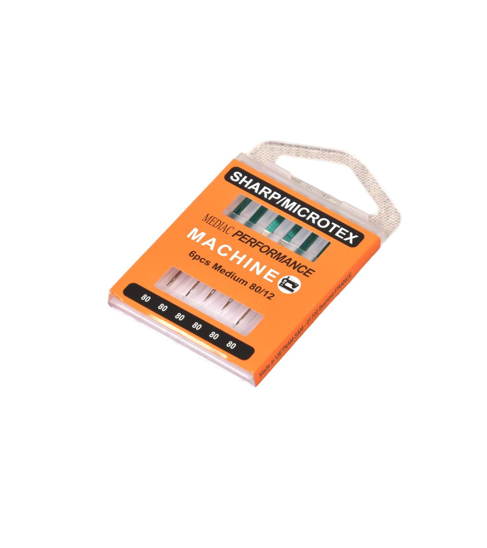 Assortment of 6 pointed universal sewing machine needles size 80