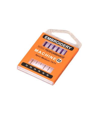 Assortment of 6 universal embroidery sewing machine needles size 75