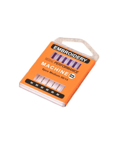 Assortment of 6 universal sewing machine needles for embroidery size 90