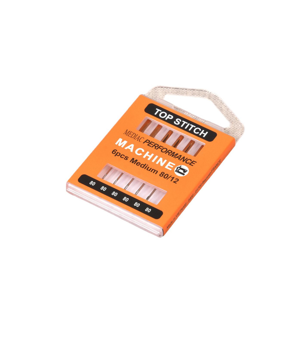 Assortment of 6 universal sewing machine needles for topstitching size 80