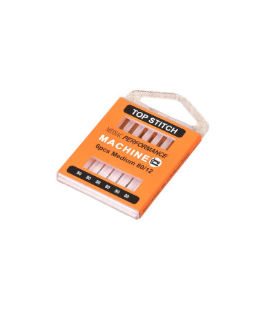 Assortment of 6 universal sewing machine needles for topstitching size 80