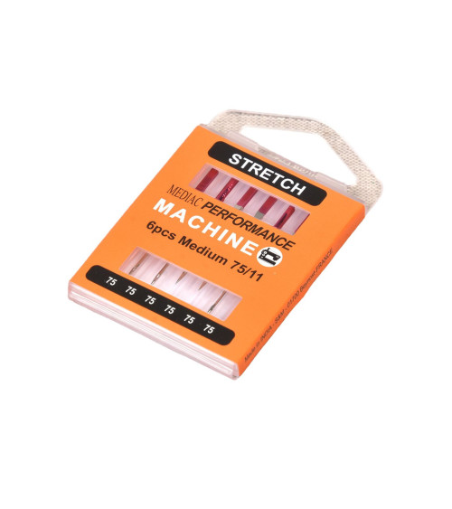 Assortment of 6 universal stretch sewing machine needles size 75