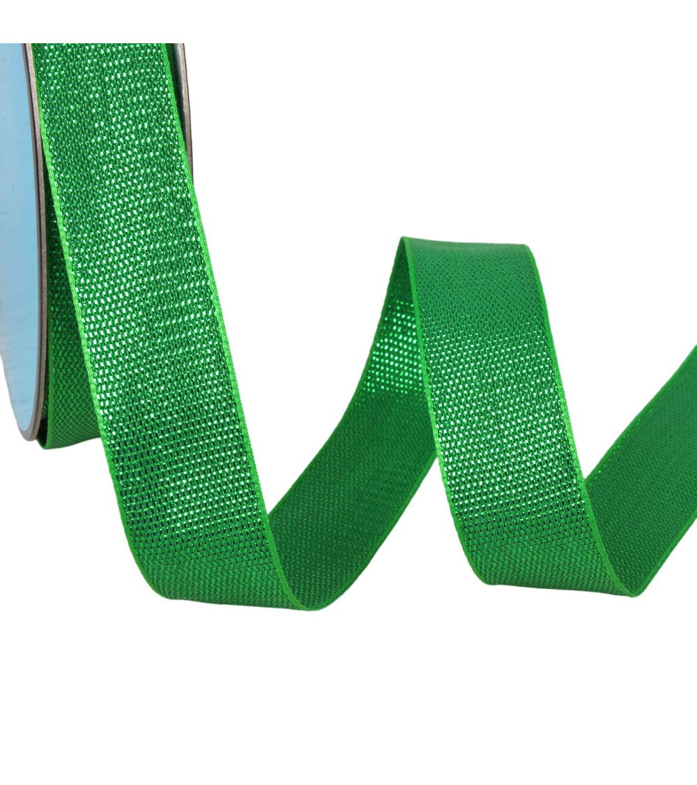 Ruban métallique vert vif au mètre