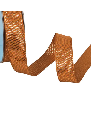 Rust orange metallic ribbon by the meter