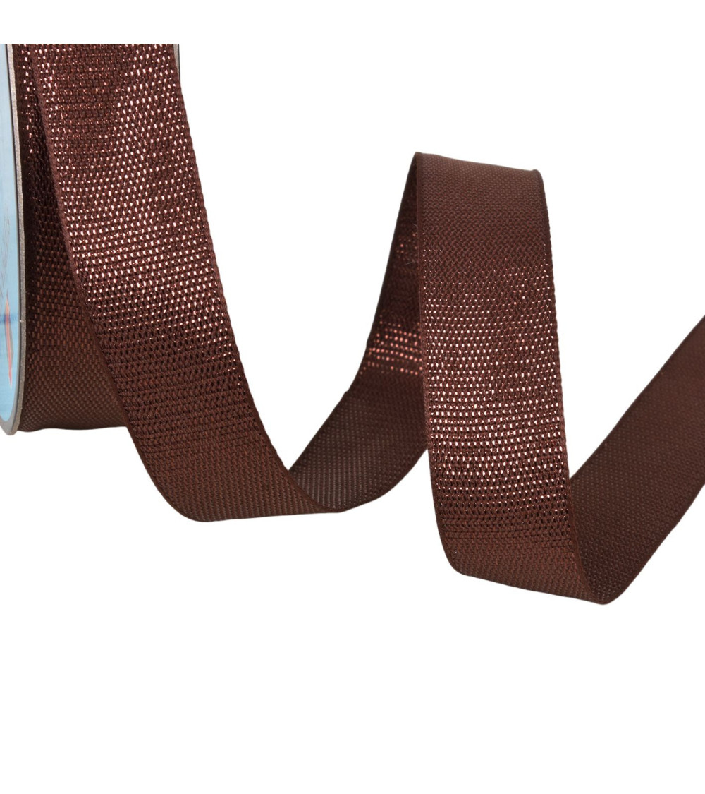 Chocolate brown metallic ribbon per meter