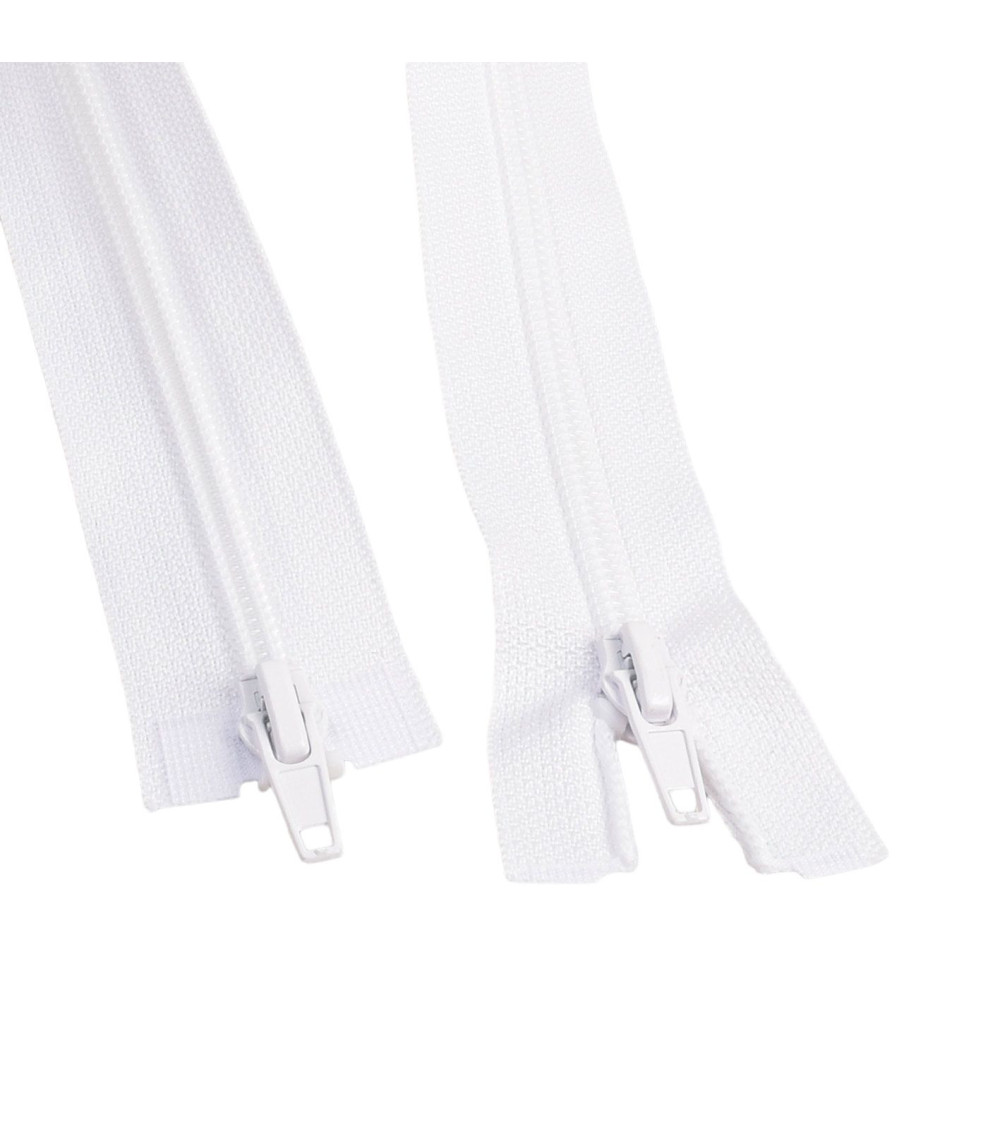 Cierre en espiral boca a boca separable blanco