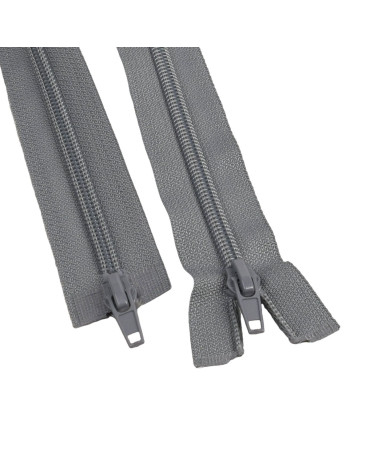 Cierre en espiral boca a boca separable gris ceniza