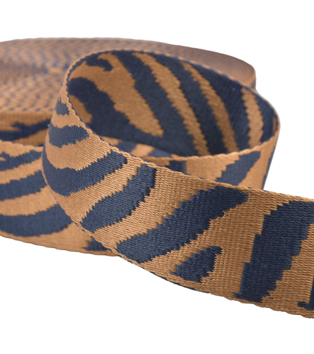 Zebra animal print strap 38mm dark beige
