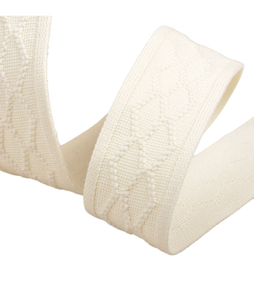 Diamond knit braid 33mm ecru