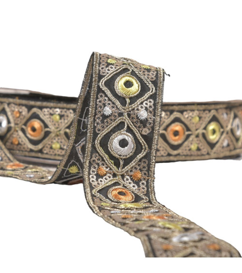 Embroidered Indian braid 30mm black