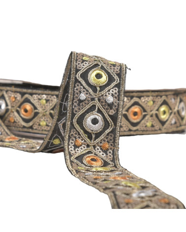 30mm black embroidered Indian braid