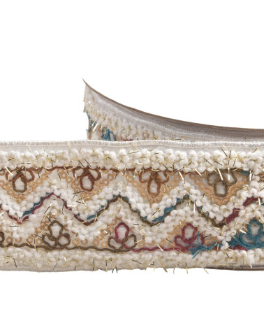 55mm ecru embroidered sequin braid
