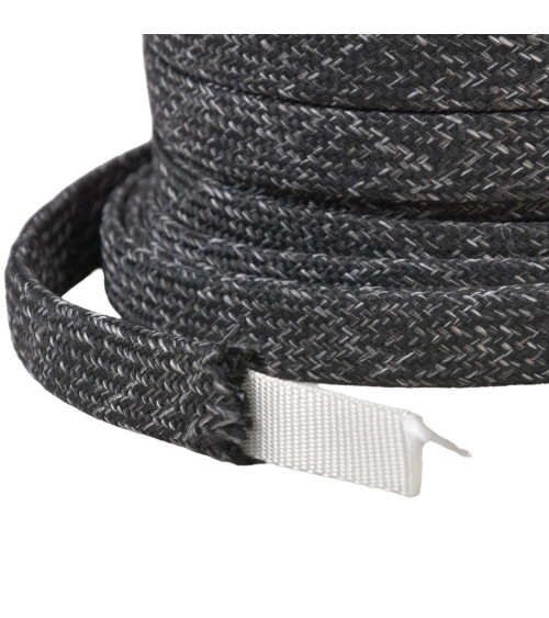 Bobine 20m tresse chinée pour anses de sacs 16mm noir