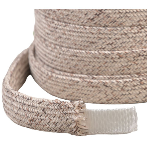 Bobine 20m tresse chinée pour anses de sacs 16mm écru
