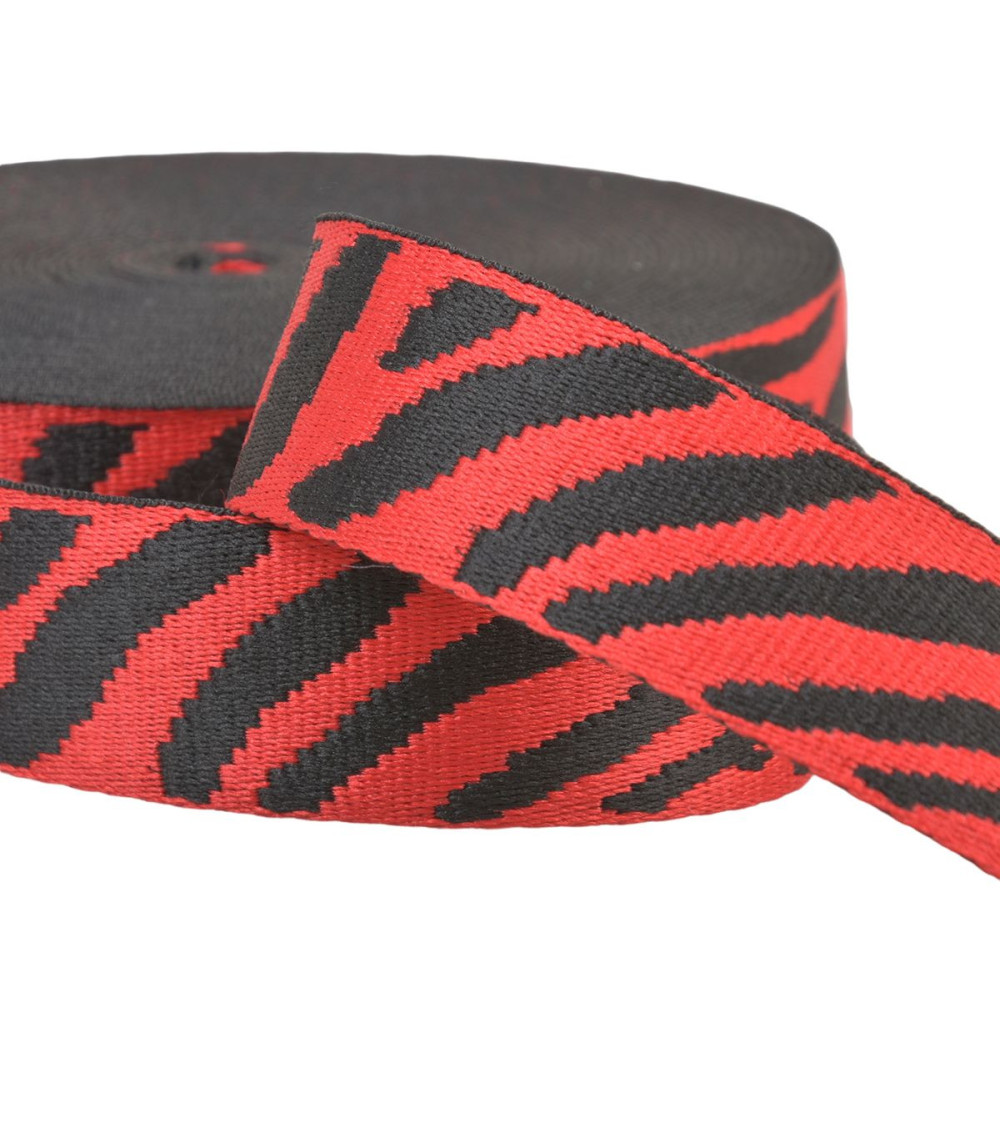 14.5m reel zebra animal print webbing 38mm red
