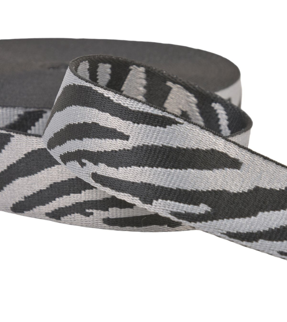 14.5m reel zebra animal print webbing 38mm gray black