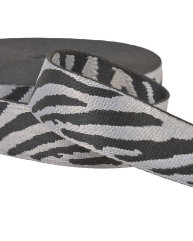 Spool 14.5m zebra animal print strap 38mm gray black