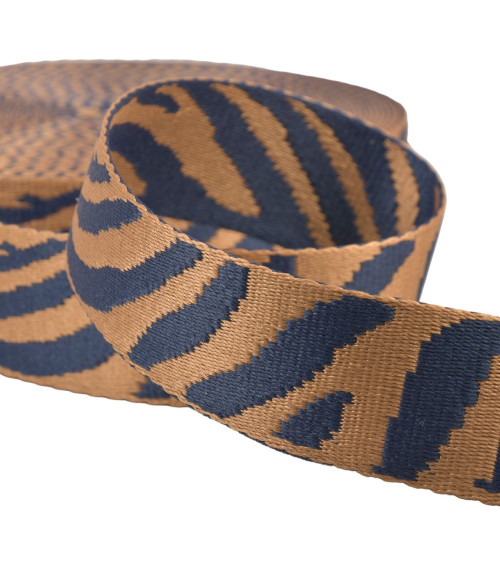 14.5m reel zebra animal print webbing 38mm dark beige