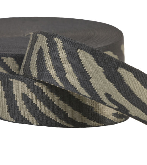 14.5m reel zebra animal print webbing 38mm khaki