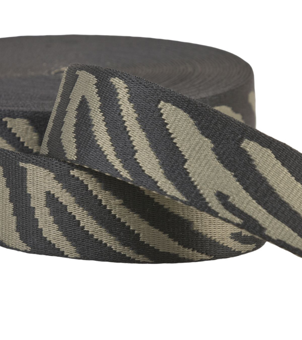 14.5m reel zebra animal print webbing 38mm khaki