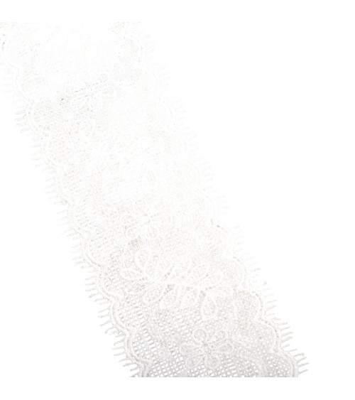 Bobine 13,7m dentelle entre deux fleurs 55mm blanc