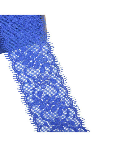 Bobina di pizzo da 13,7 m tra due fiori da 55 mm blu navy
