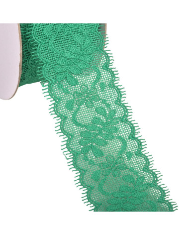 Bobine 13,7m dentelle entre deux fleurs 55mm vert kaki