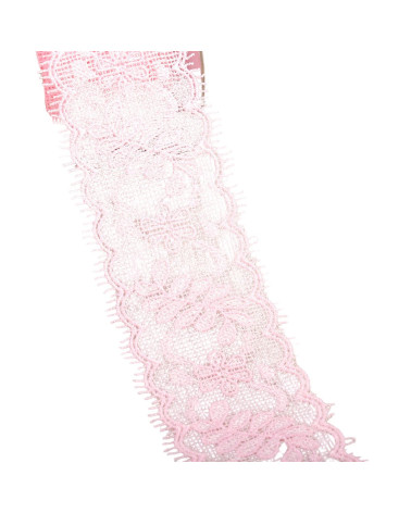 Bobine 13,7m dentelle entre deux fleurs 55mm rose clair