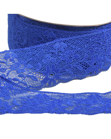 Spool 13.7m lace flowers 50mm navy blue