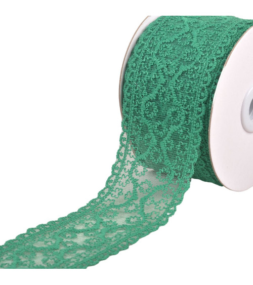 13.7m spool of lace between two small flowers 55mm khaki green