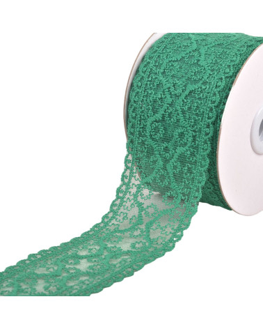 13.7m spool of lace between two small flowers 55mm khaki green