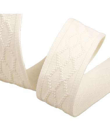 Bobine 15m galon tricot losange 33mm écru