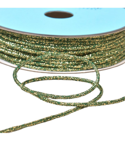 30m spool of mottled metal cord 2mm dark green gold