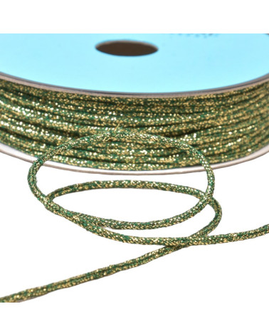 30m spool of mottled metal cord 2mm dark green gold