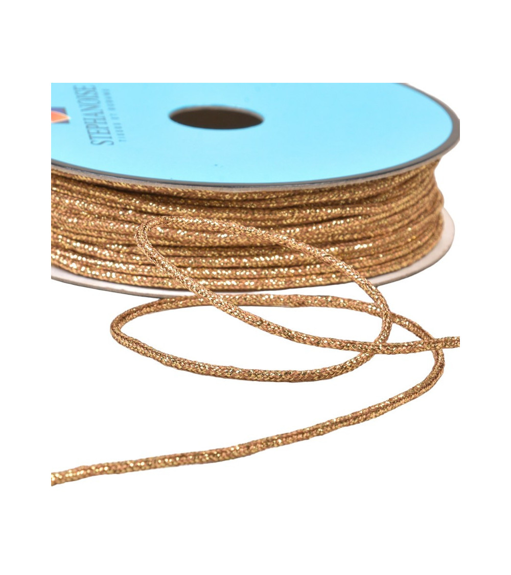 Melierte Metallschnur, 2 mm, braun/gold pro Meter