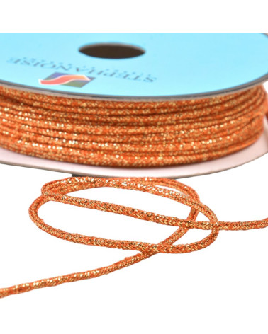 Bobina de 30 m de cordón metálico jaspeado de 2 mm naranja/oro