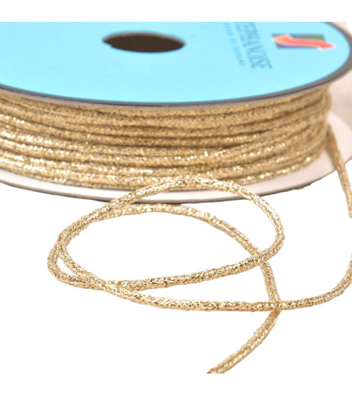 Bobine 30m cordon chiné métal 2mm écru/or