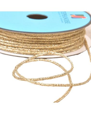 Bobine 30m cordon chiné métal 2mm écru/or